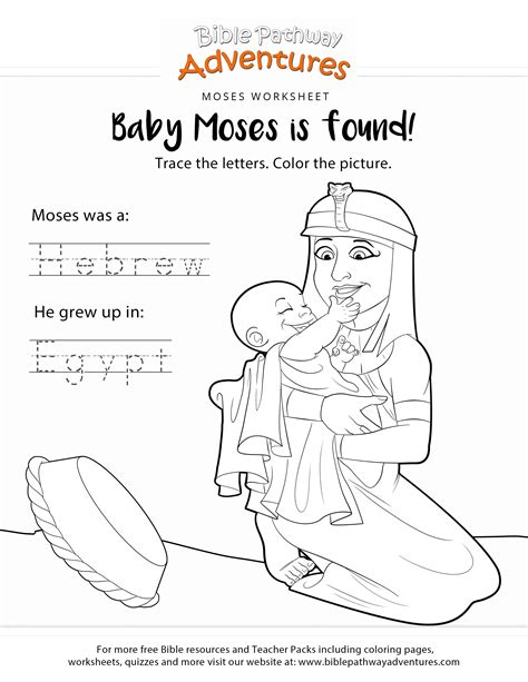 Baby Moses Bible Copywork And Coloring Page Free Download