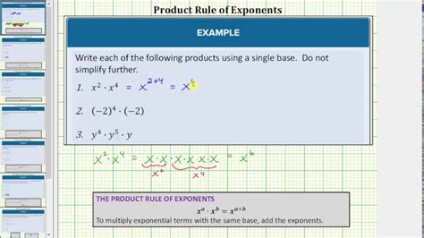 Simplify Expressions Using The Product Rule Of Exponents Basic Youtube