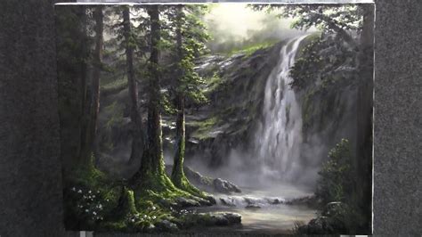 Paint With Kevin Hill Misty Forest Waterfall Youtube