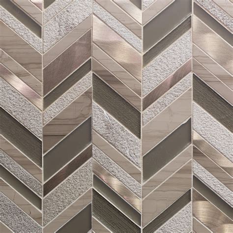 Metallico Glass And Copper Chevron Mosaic House Design Tiles Design