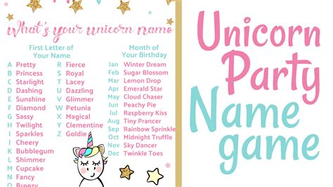Are you a creature of myth and legend who likes hanging out with fair maidens? Unicorn Party Name Game ~ The Frugal Sisters