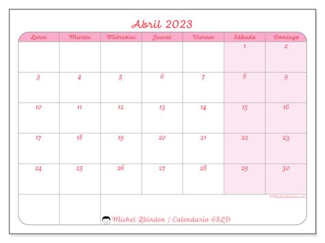 Calendario Abril 2023 Delicadeza Ld Michel Zbinden Mx