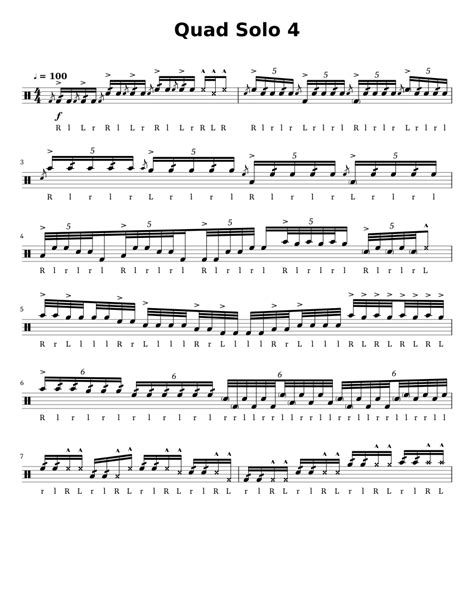 Quadsolo4 Sheet Music For Tenor Drum Solo