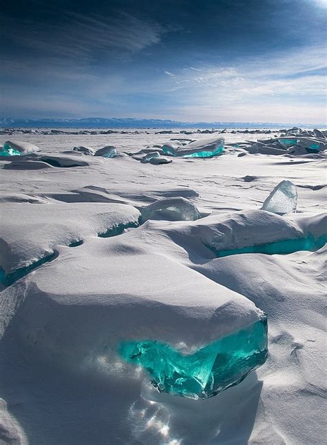 Turquoise Ice Lake Baikal Russia Amazing Nature