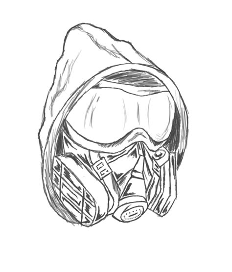 Anime Gas Mask Soldier Drawing Sketch Coloring Page