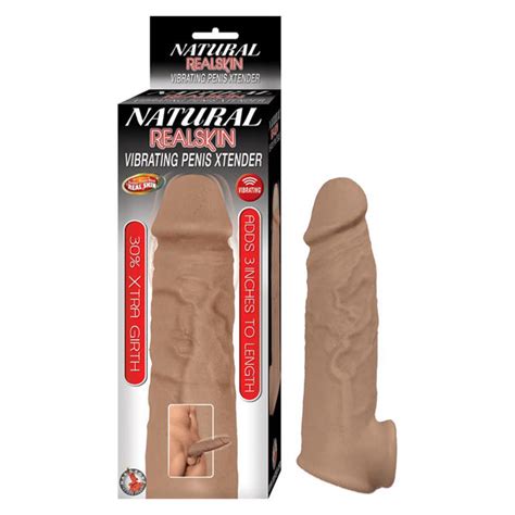 Natural Realskin Vibrating Penis Xtender Brown