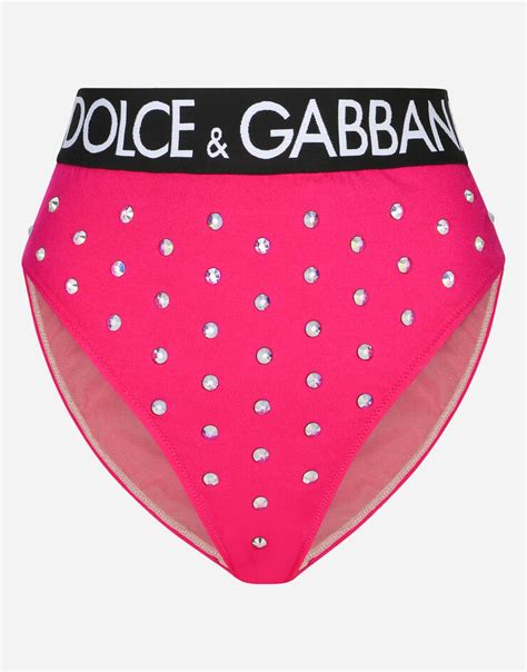 High Waisted Panties With Rhinestones In Fuchsia For For Women Dolce