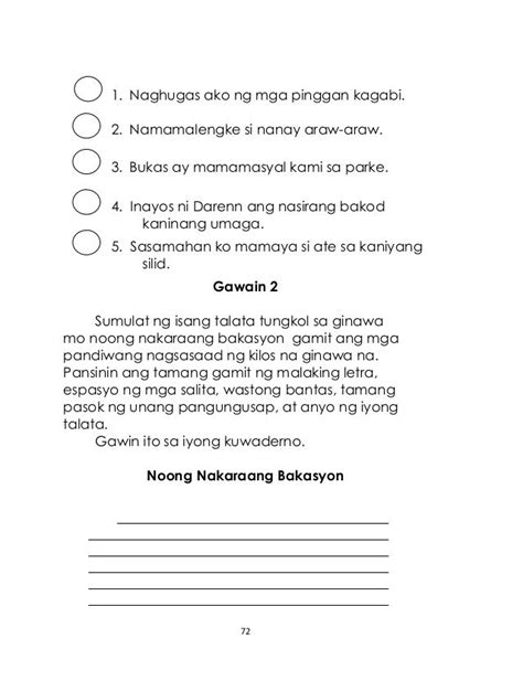 Limang Pangungusap Worksheet For Grade 5 Limangsalita