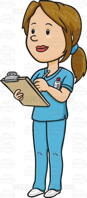 White Female In Blue Scrubs Taking Notes On A Chart