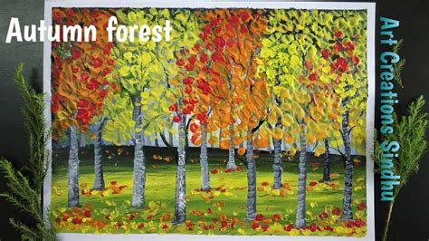 Autumn Forest Acrylic Painting Autumn Landscapeeasy Palatte Knife