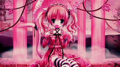 Pink Wallpaper Pc Anime Pink Anime Girl Wallpapers Wallpaper Hd K