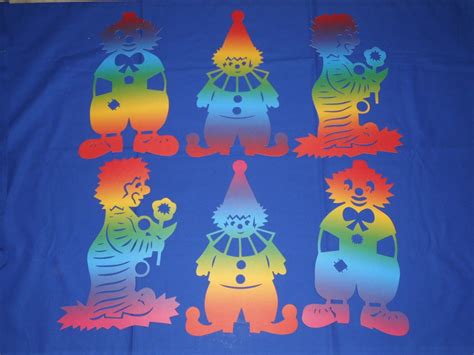 24 kindergeburtstagseinladungen zum selbstgestalten und ausdrucken: Fensterbilder Tonkarton Clown Karneval Fasching Regenbogen 34 cm bunt NEU ** | Karneval basteln ...
