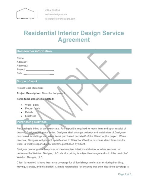 40 Interior Design Contract Templates Commercial And Residential