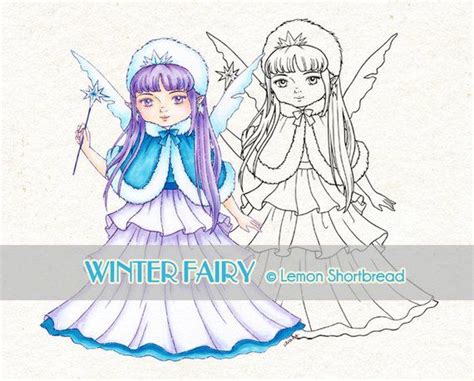 Digital Stamp Winter Fairy Digi Fantasy Coloring Page Ice Etsy