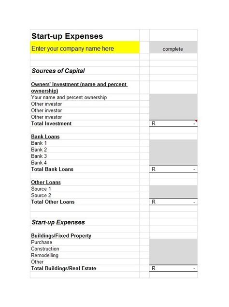 Download 37 18 Business Startup Budget Template Pictures Png