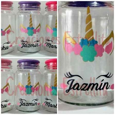 Frasco Vaso Unicornio Personalizado Frases Vinilo Souvenirs 42