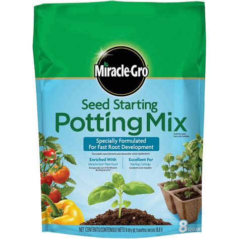 Miracle Gro Seed Starting Potting Mix 8 Qt For Use In Containers