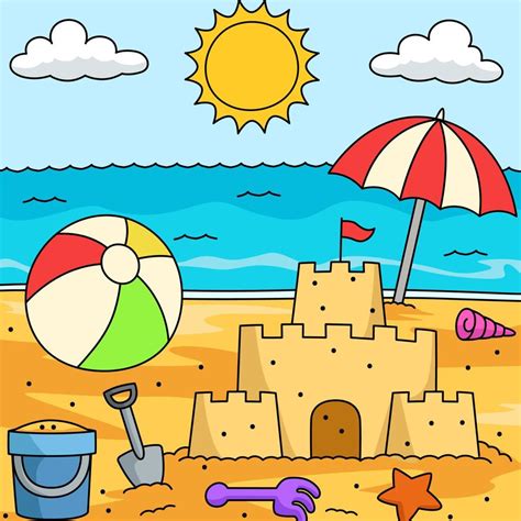 Toys On The Beach Colored Cartoon Illustration 7066846 Vector Art At