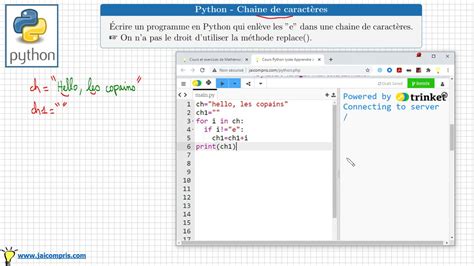 python chaine de caractères • écrire un programme pour enlever les "e