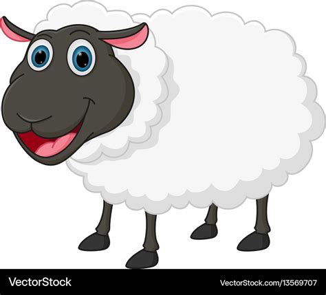 Happy Sheep Cartoon Royalty Free Vector Image Vectorstock