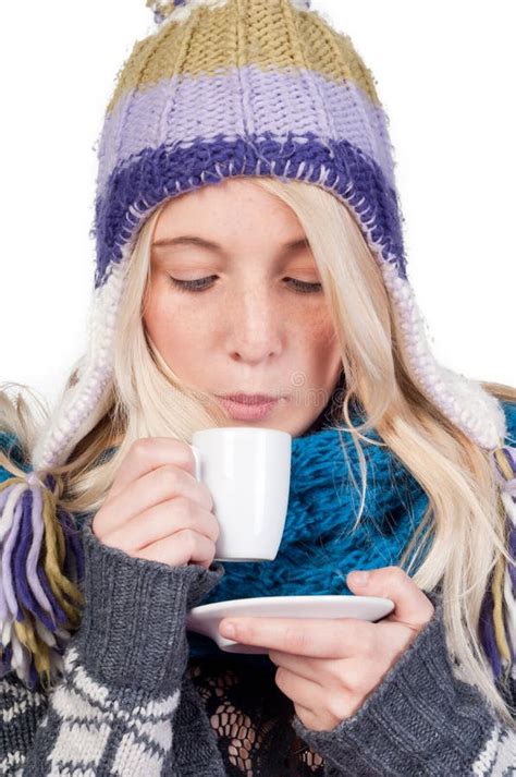 Beautiful Woman Having Cup Of Coffee Stock Photo Image Of Lifestyle