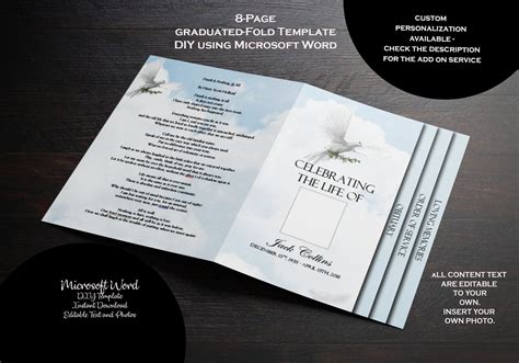 Funeral Program Template 8 Pages Graduated Fold Funeral Program