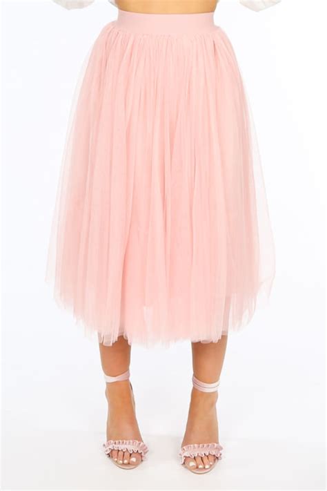 Midi Tulle Skirt In Pink