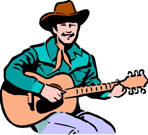 Cowboy Plays Acoustic Guitar Vector Image