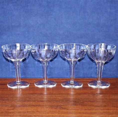 vintage set of 4 optic hollow stem champagne glasses etsy hollow stem champagne glasses