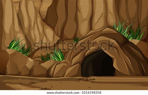 Background Scene Cave Mountain Illustration Stock Vector Royalty Free