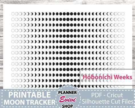 Moon Phases Icons Foil Ready Digital Printable Planner Stickers 