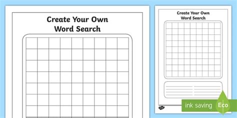 Create Your Own Word Search Template Teacher Made
