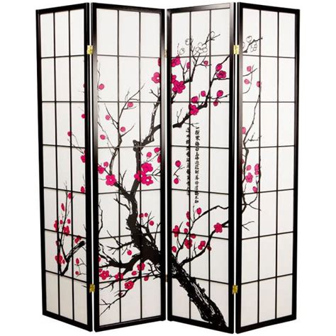 Japanese Room Divider Shoji Rice Paper 4 Panel Sakura Cherryblossom