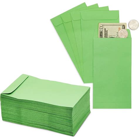 100 pack kraft currency envelopes for cash t cards money coins green 3 5 x 6 5 inches