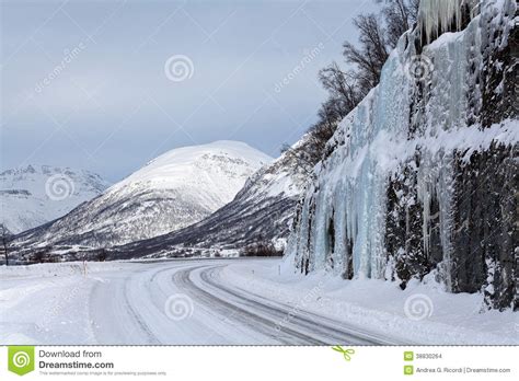 Norwegian Winter Road Ice And Snow Stock Photo Image Of