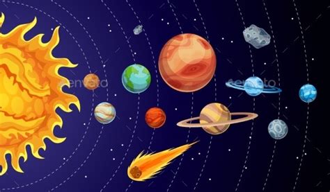 Cartoon Solar System Planets Astronomical By Designerthings Graphicriver