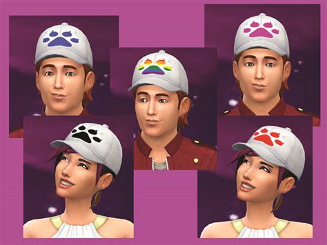 The Sims Resource Baseball Caps With Paw Prints