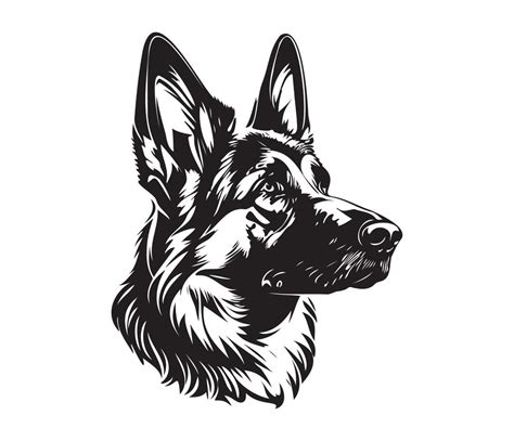 German Shepherd Face Silhouette Dog Face Black And White German