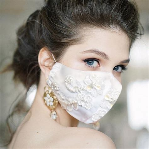 Wedding Face Mask Lace Bridal Mask White Lace Mask Etsy