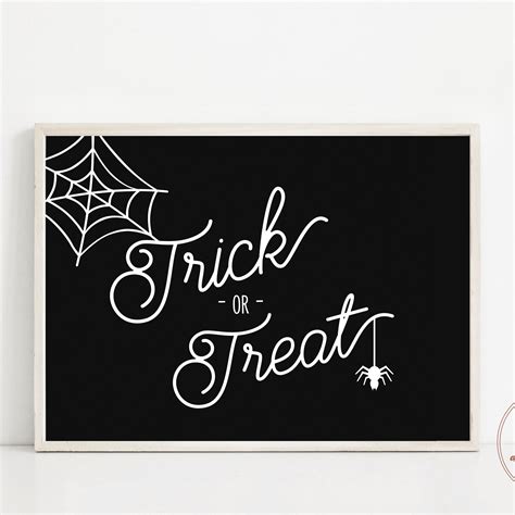 Calligraphy Halloween Printable Trick Or Treat Candy Printable Etsy