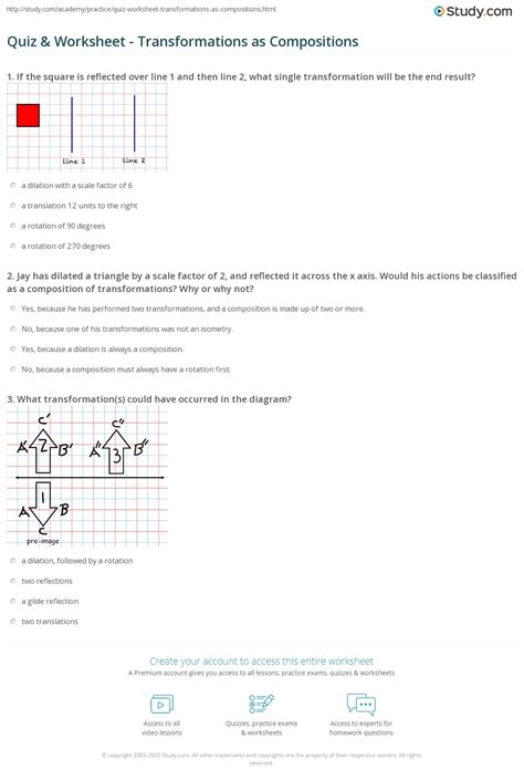 Geometry Transformation Composition Worksheet Answers