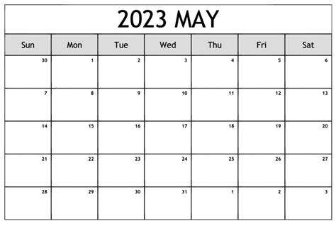 😊 Blank Free May 2023 Calendar Printable 😊 Pdf