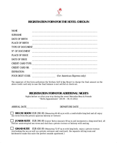 Free 11 Sample Hotel Registration Forms In Pdf Excel Word