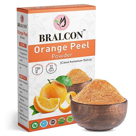 Bralcon Organic Orange Peel Powder 100g Citrus Aurantium Dulcis 100