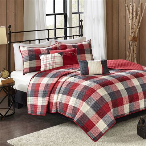 Ridge Red Buffalo Plaid 6 Pc Coverlet Bed Set By Madison Park