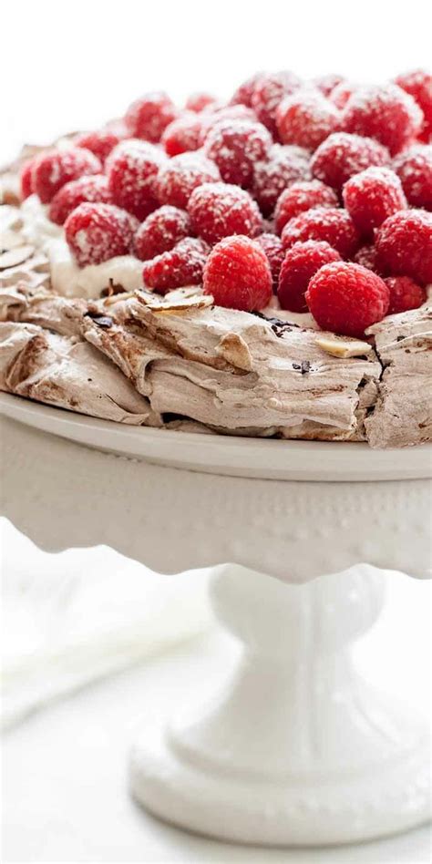 Crispy on the outside and a perfect, full, marshmallow center. Chocolate Pavlova with Whipped Cream and Raspberries | Recipe | Raspberry recipes, Chocolate ...