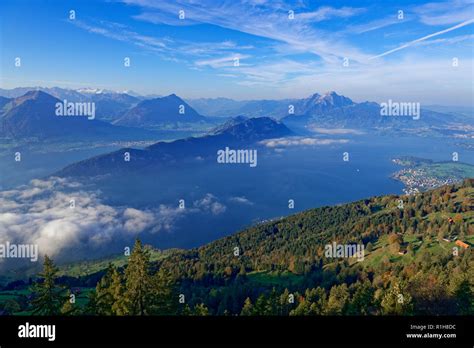 View Of Lake Lucerne With Mount Pilatus From Mount Rigi Canton Lucerne
