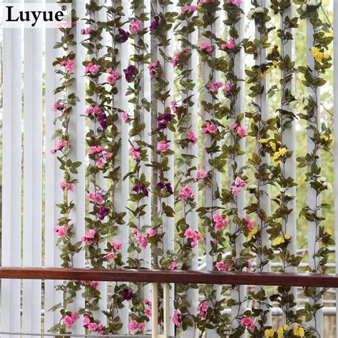 luyue wedding decoration artificial fake silk rose simulation flower vines wall hanging garland