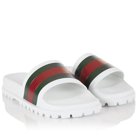 Gucci Rubber Web Slide Sandal In White For Men Save 26 Lyst
