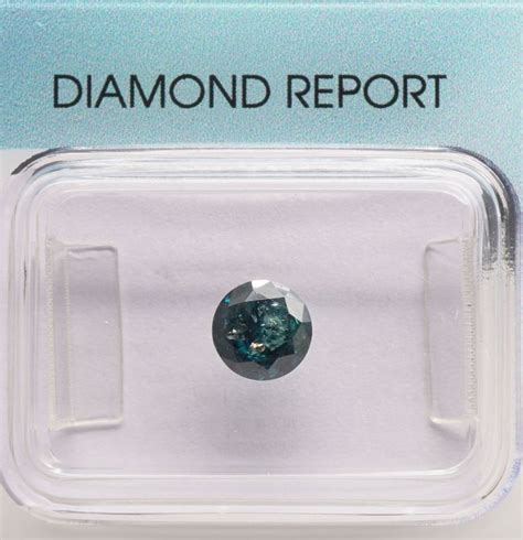 1 Pcs Diamond 070 Ct Round Brilliant Fancy Deep Greenish Blue